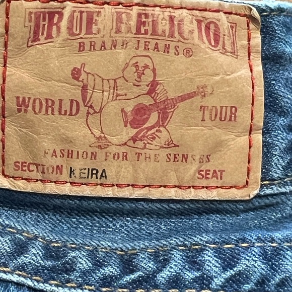 True Religion Indigo Blue Denim Cutoff Shorts with Flap Back Pockets - Picture 3 of 4